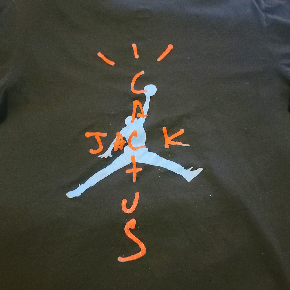 Jordan Black Tee with Blue Cactus Jack Design - Picture 3 of 9